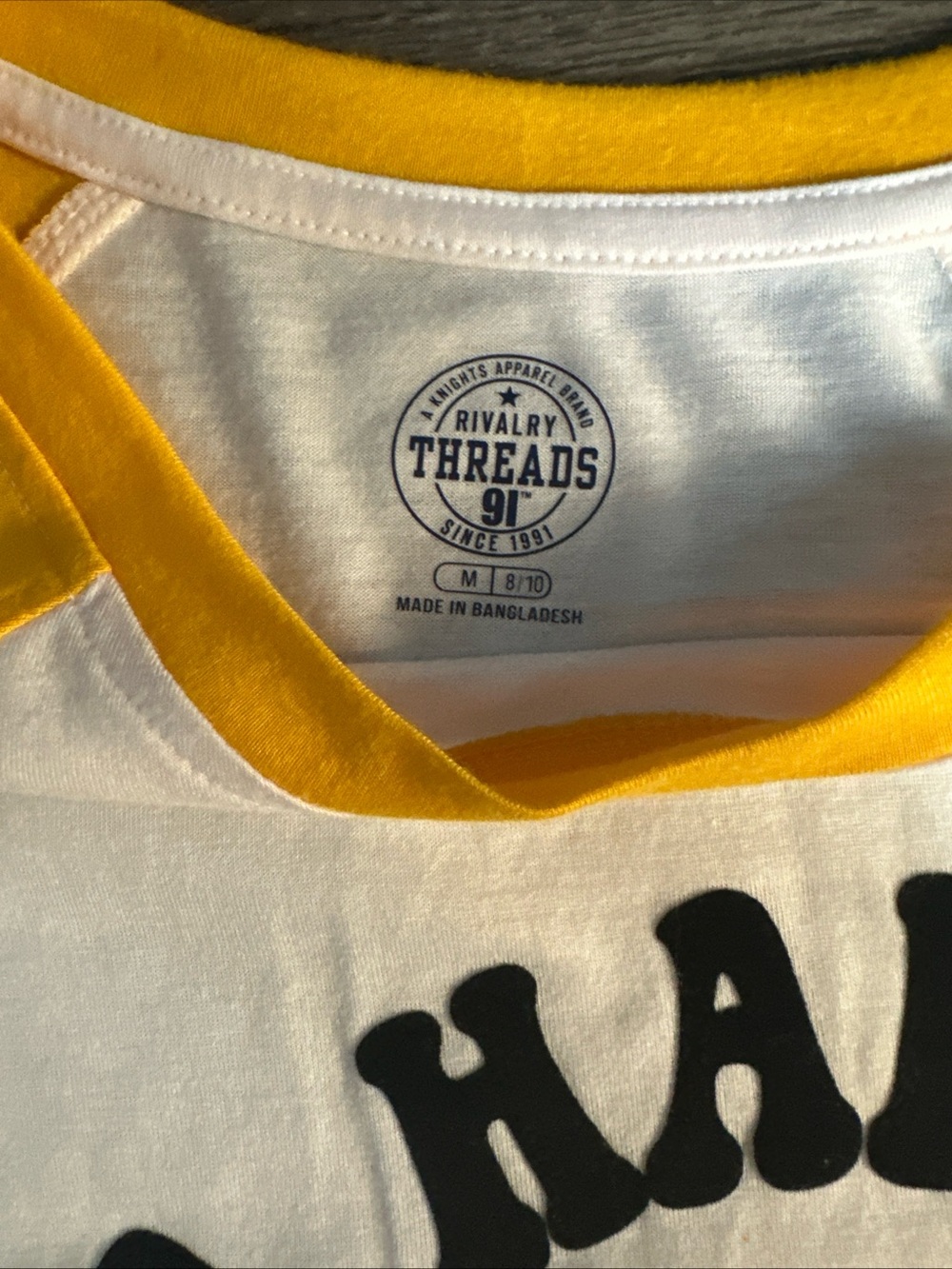 Rivalry Threads Iowa Hawkeyes Raglan Tee - White & Yellow - Picture 4 of 8